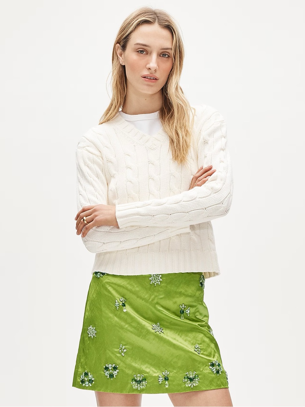 Collection Fairfax embellished mini skirt in memory satin